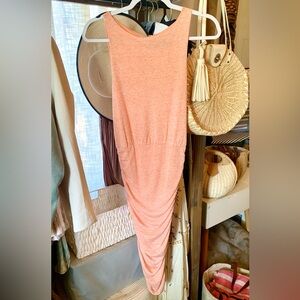 Alice + Olivia Asymmetrical Peach Midi Dress